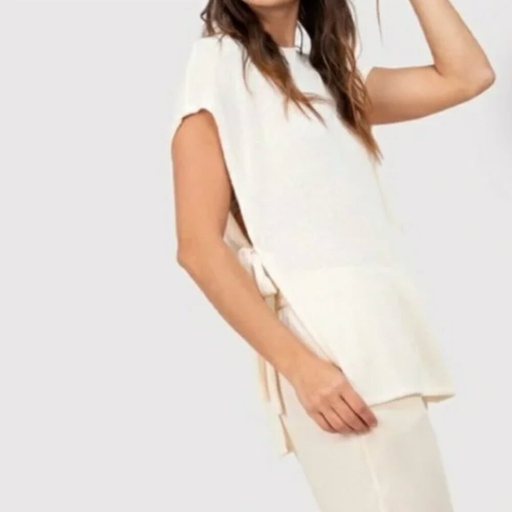 H&M Cream Side Tie Sweater Tunic Sleeveless - Medium